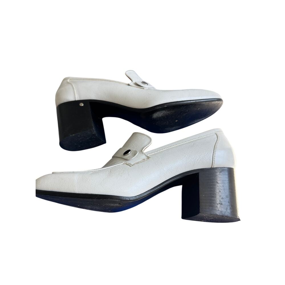 Laurence Dacade White Leather Tracy Heeled Loafers Shoes Italy - Picture 4 of 10